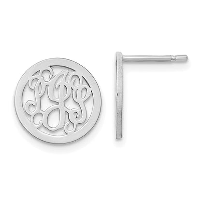 Sterlingsilber Rhodiniert Klein Rund Monogramm Ohrstecker