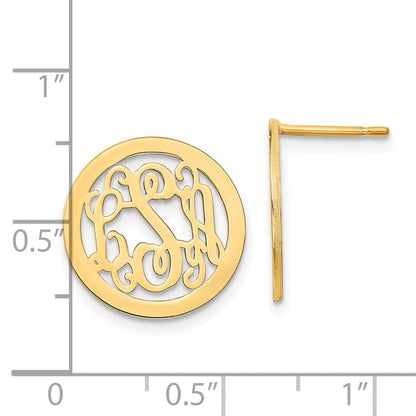 14K Gelbgold Rund Monogramm Ohrstecker