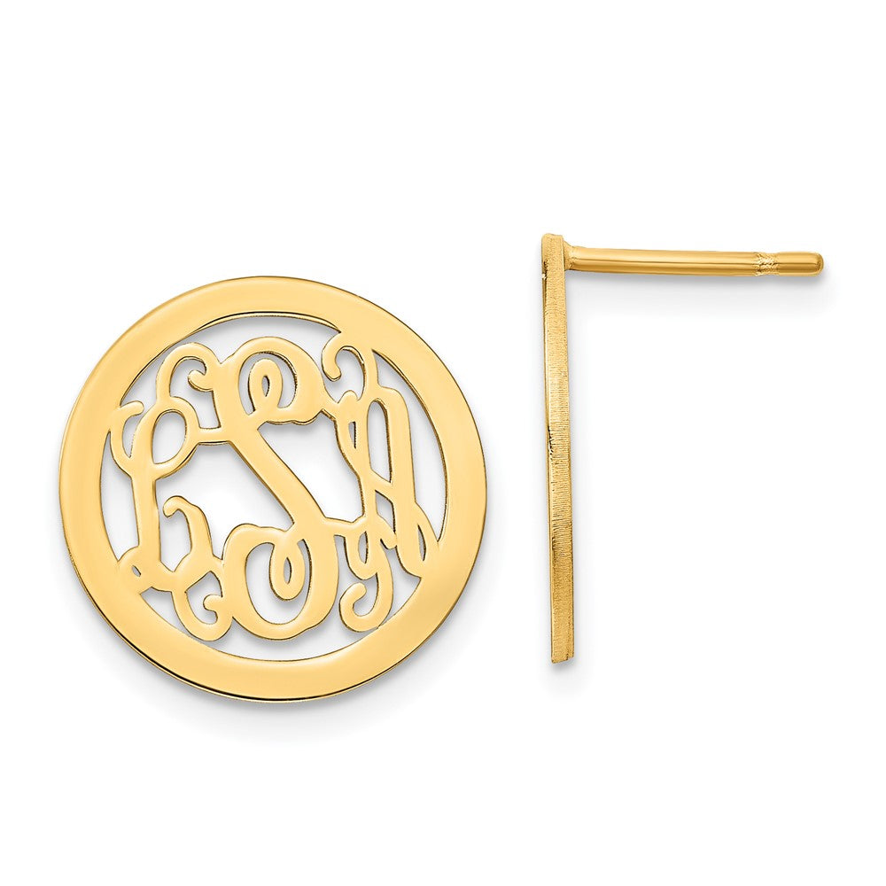 14K Gelbgold Rund Monogramm Ohrstecker