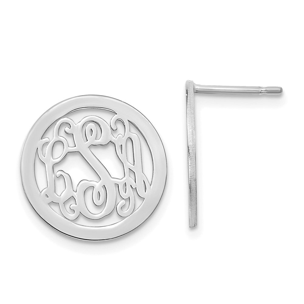 Sterlingsilber Silber/rhodiniert Rund Monogramm Ohrstecker