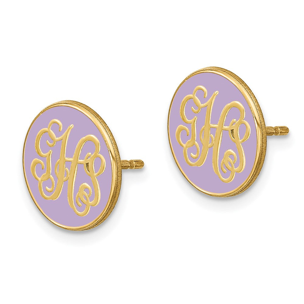 Vergoldet Sterlingsilber /gold Rund Monogramm Epoxid Ohrstecker
