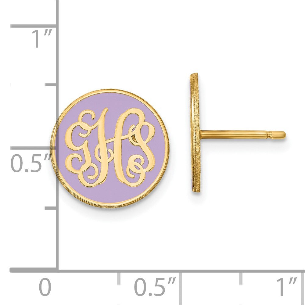 Vergoldet Sterlingsilber /gold Rund Monogramm Epoxid Ohrstecker