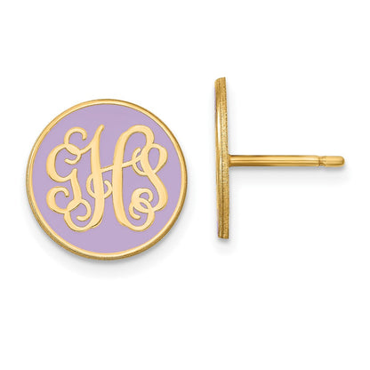 Vergoldet Sterlingsilber /gold Rund Monogramm Epoxid Ohrstecker