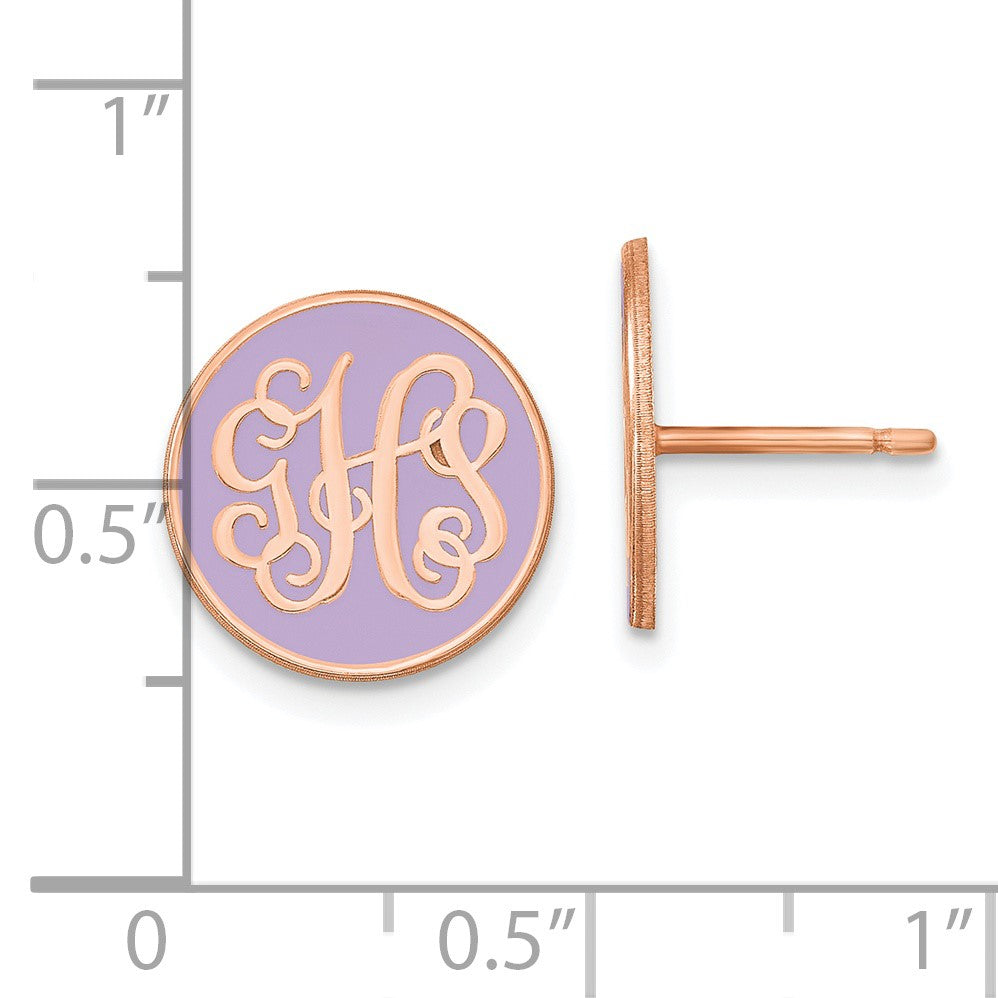 14K Roségold Rund Monogramm Epoxid Ohrstecker mit Rosa Beschichtet Yg