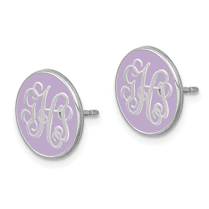 Sterlingsilber Rhodiniert Rund Monogramm Epoxid Ohrstecker