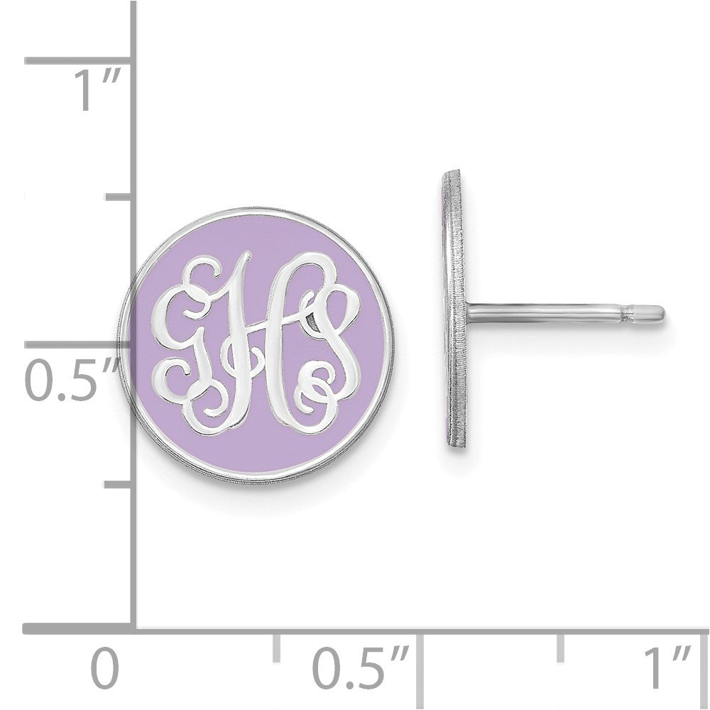 Sterlingsilber Rhodiniert Rund Monogramm Epoxid Ohrstecker