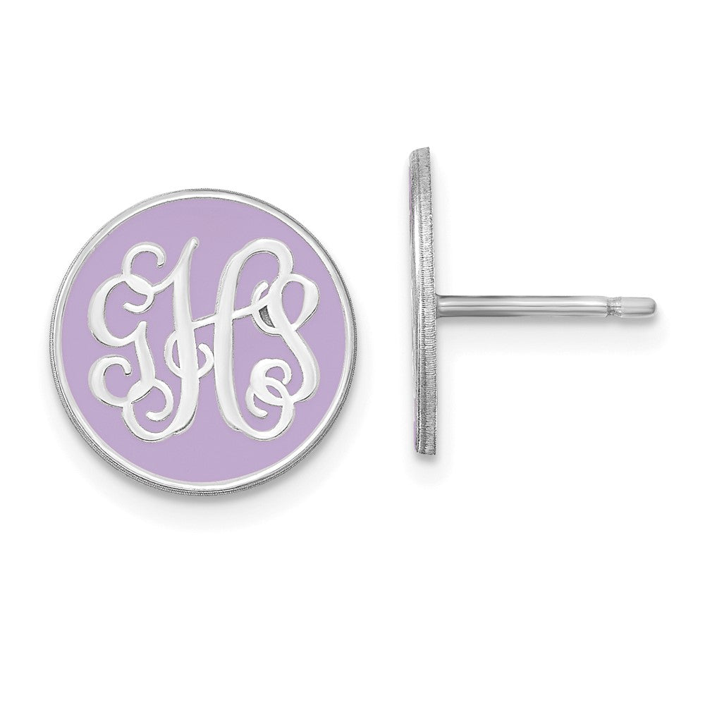 Sterlingsilber Rhodiniert Rund Monogramm Epoxid Ohrstecker