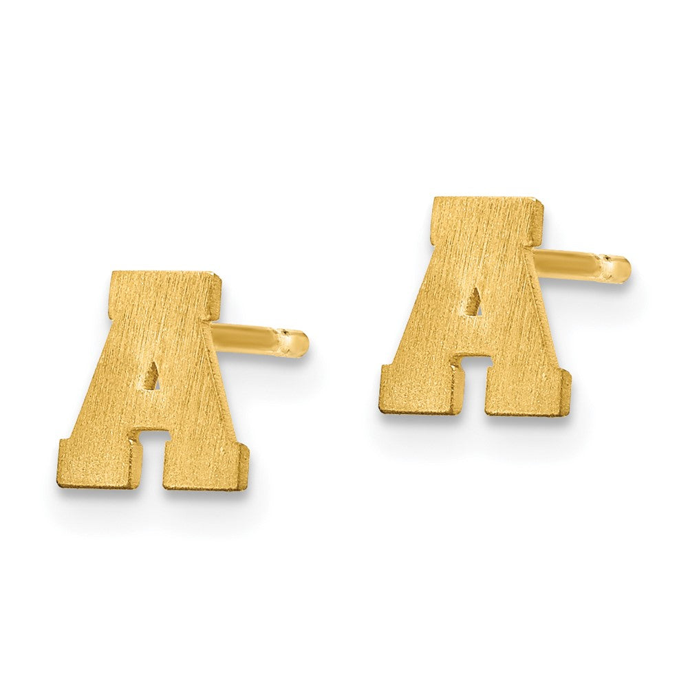14K Gelbgold 14ky Gebürstet Buchstabe A Initiale Ohrstecker