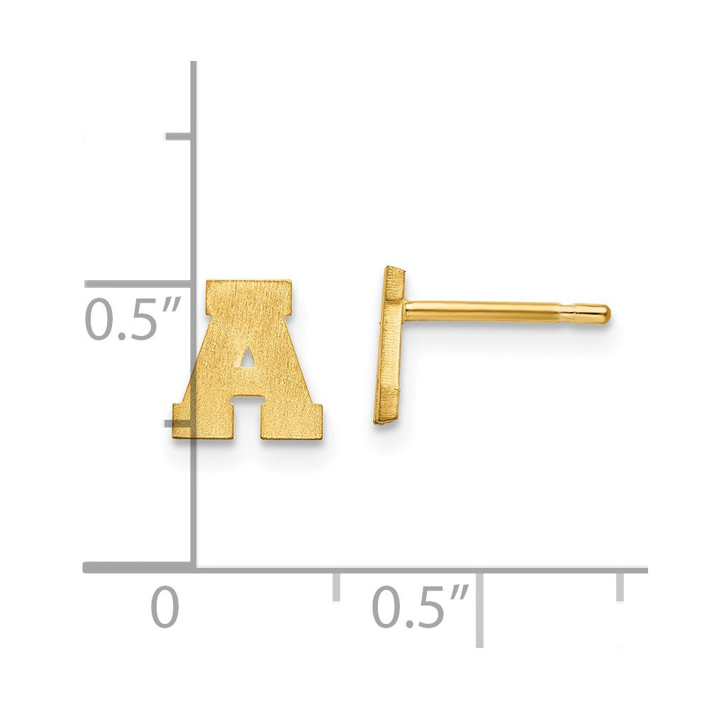 14K Gelbgold 14ky Gebürstet Buchstabe A Initiale Ohrstecker