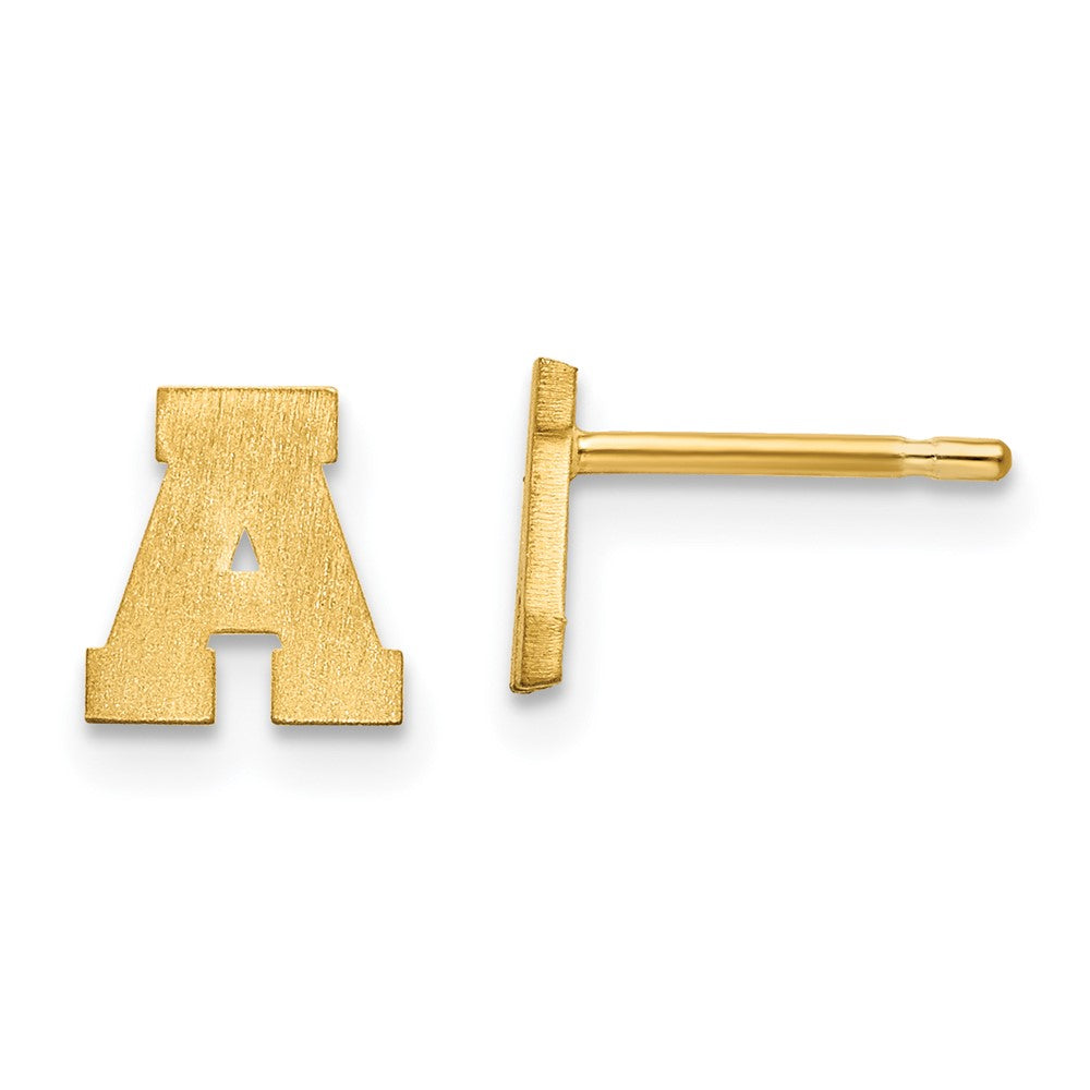 14K Gelbgold 14ky Gebürstet Buchstabe A Initiale Ohrstecker