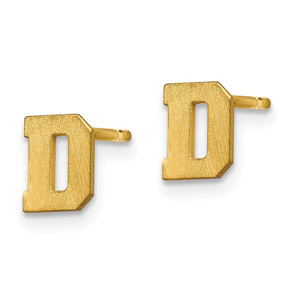 14K Gelbgold 14ky Gebürstet Buchstabe D Initiale Ohrstecker