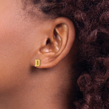 14K Gelbgold 14ky Gebürstet Buchstabe D Initiale Ohrstecker