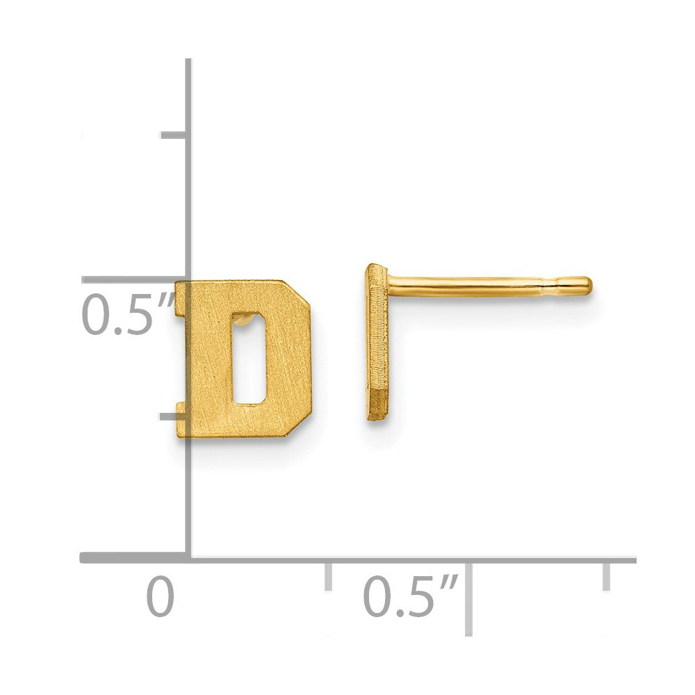 14K Gelbgold 14ky Gebürstet Buchstabe D Initiale Ohrstecker
