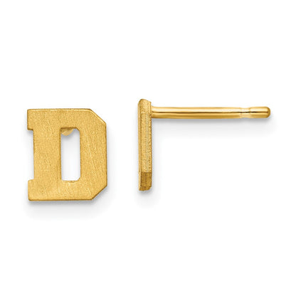 14K Gelbgold 14ky Gebürstet Buchstabe D Initiale Ohrstecker