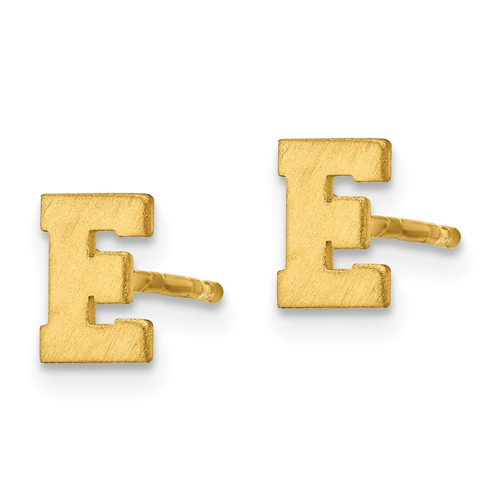 14K Gelbgold 14ky Gebürstet Buchstabe E Initiale Ohrstecker