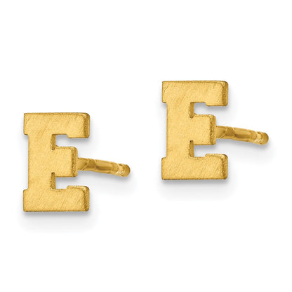 14K Gelbgold 14ky Gebürstet Buchstabe E Initiale Ohrstecker