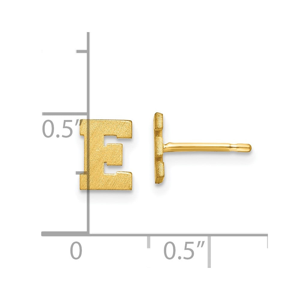 14K Gelbgold 14ky Gebürstet Buchstabe E Initiale Ohrstecker