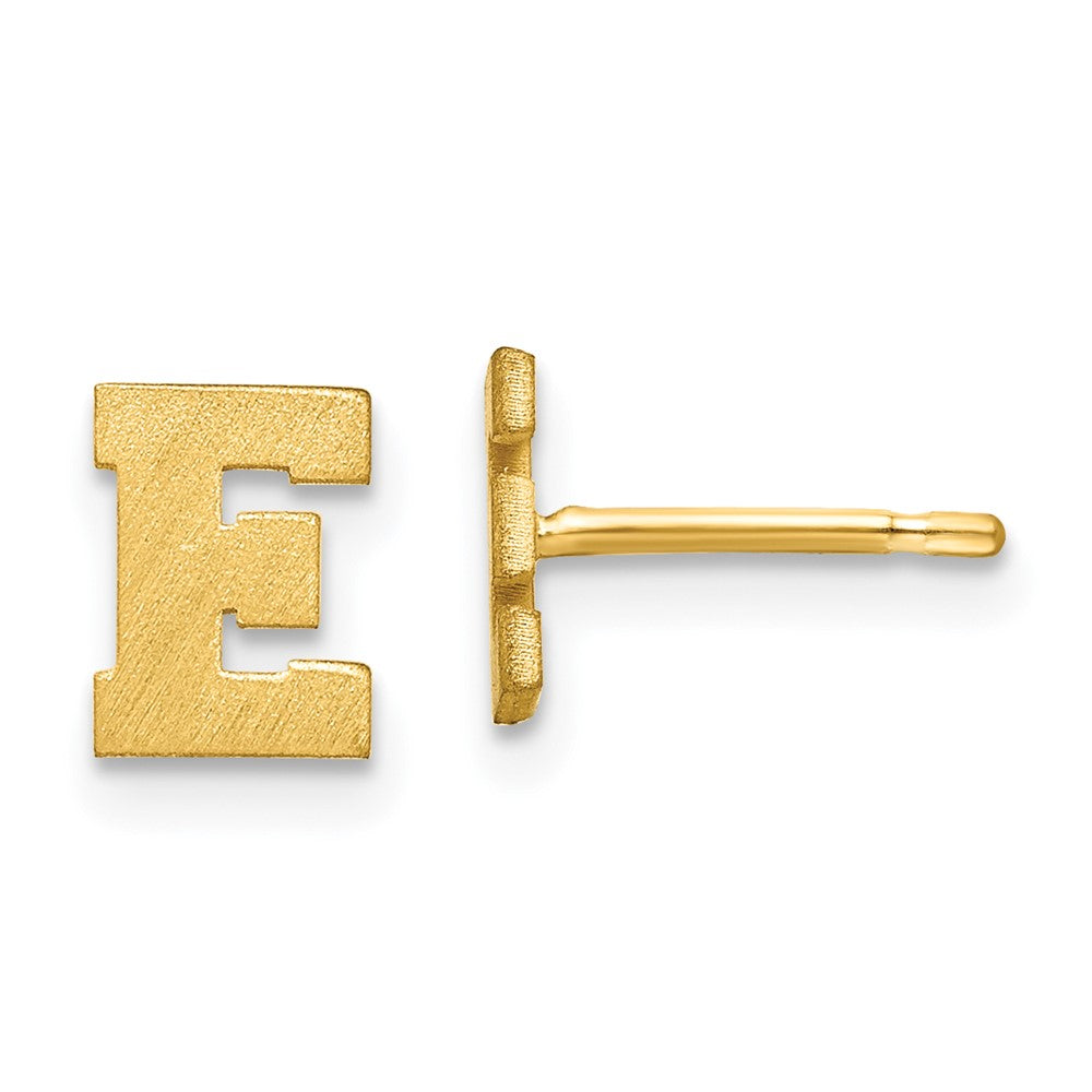 14K Gelbgold 14ky Gebürstet Buchstabe E Initiale Ohrstecker