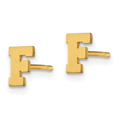 Vergoldet Sterlingsilber Gebürstet Buchstabe F Initiale Ohrstecker
