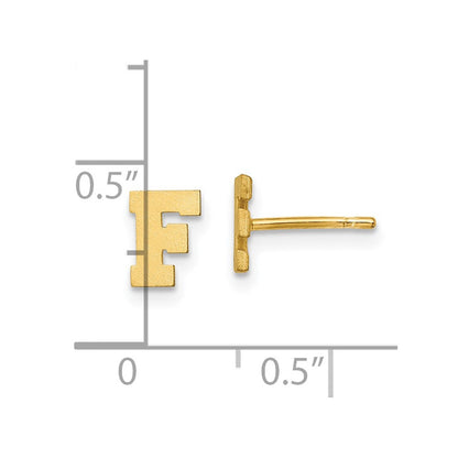14K Gelbgold 14ky Gebürstet Buchstabe F Initiale Ohrstecker