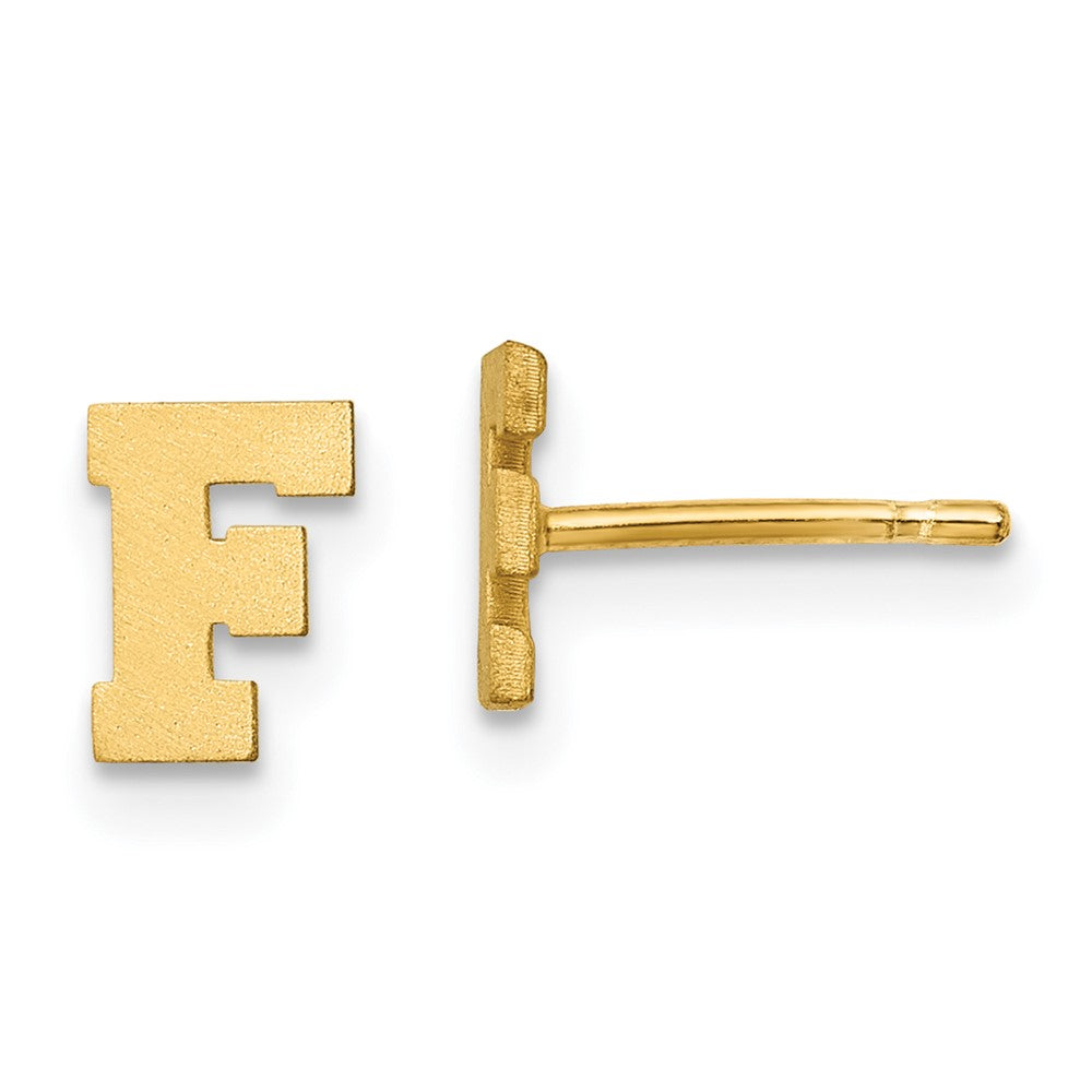 14K Gelbgold 14ky Gebürstet Buchstabe F Initiale Ohrstecker
