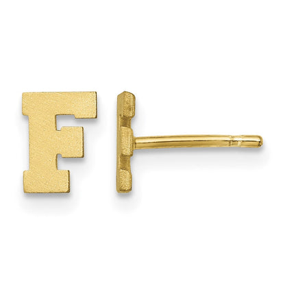 Vergoldet Sterlingsilber Gebürstet Buchstabe F Initiale Ohrstecker