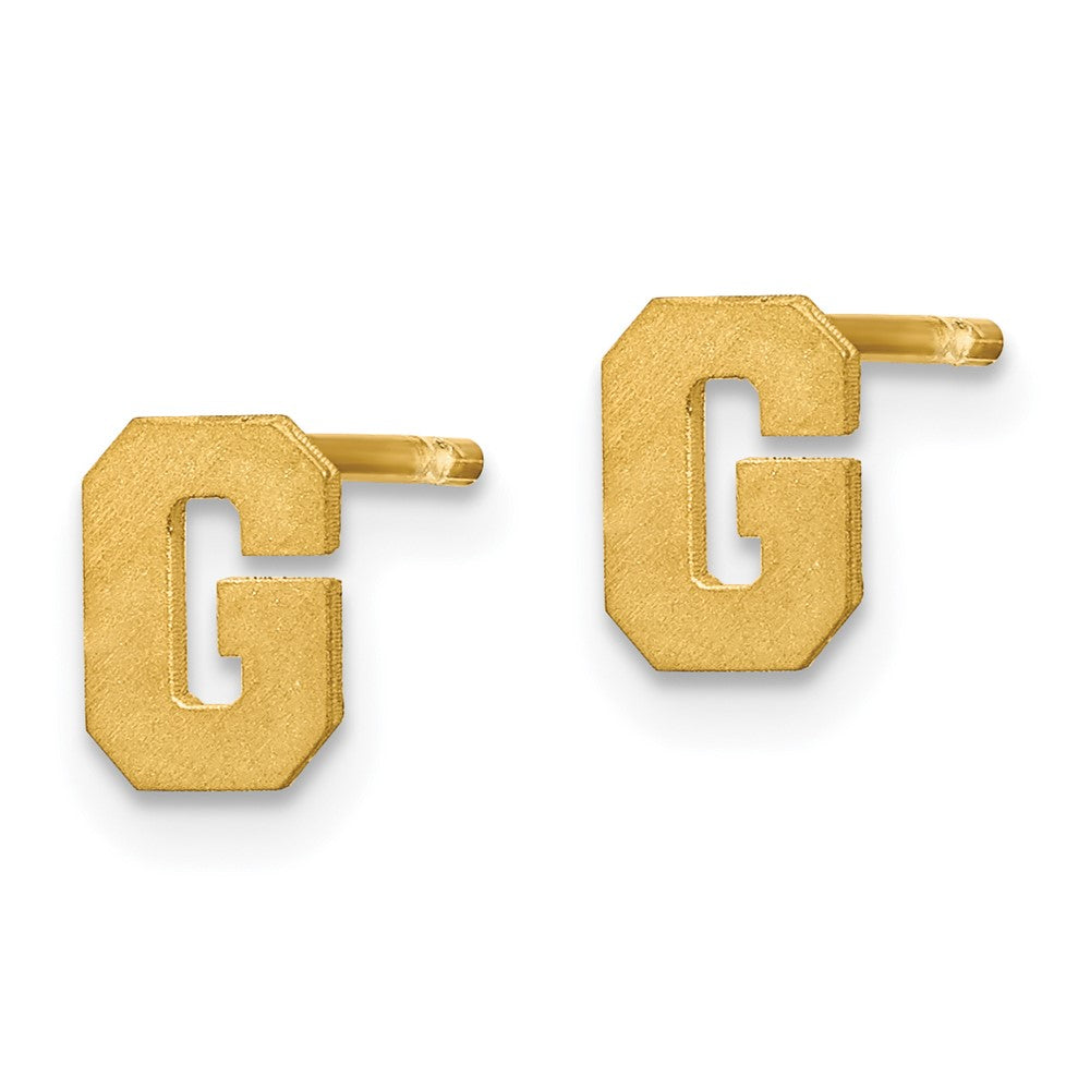 14K Gelbgold 14ky Gebürstet Buchstabe G Initiale Ohrstecker