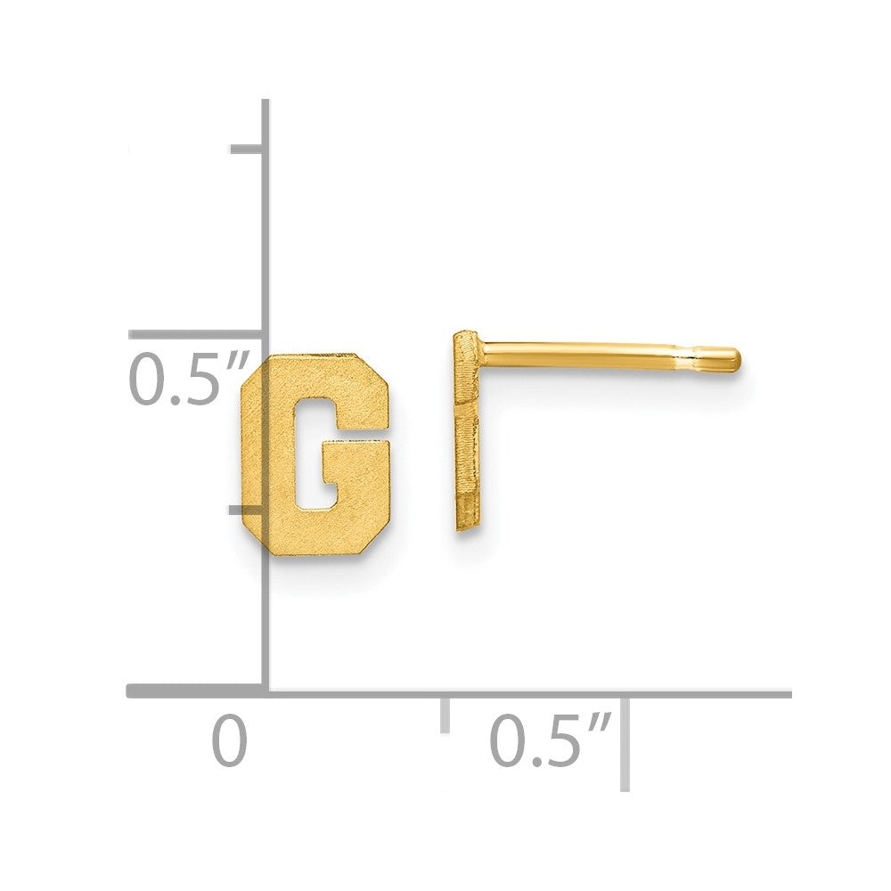 14K Gelbgold 14ky Gebürstet Buchstabe G Initiale Ohrstecker