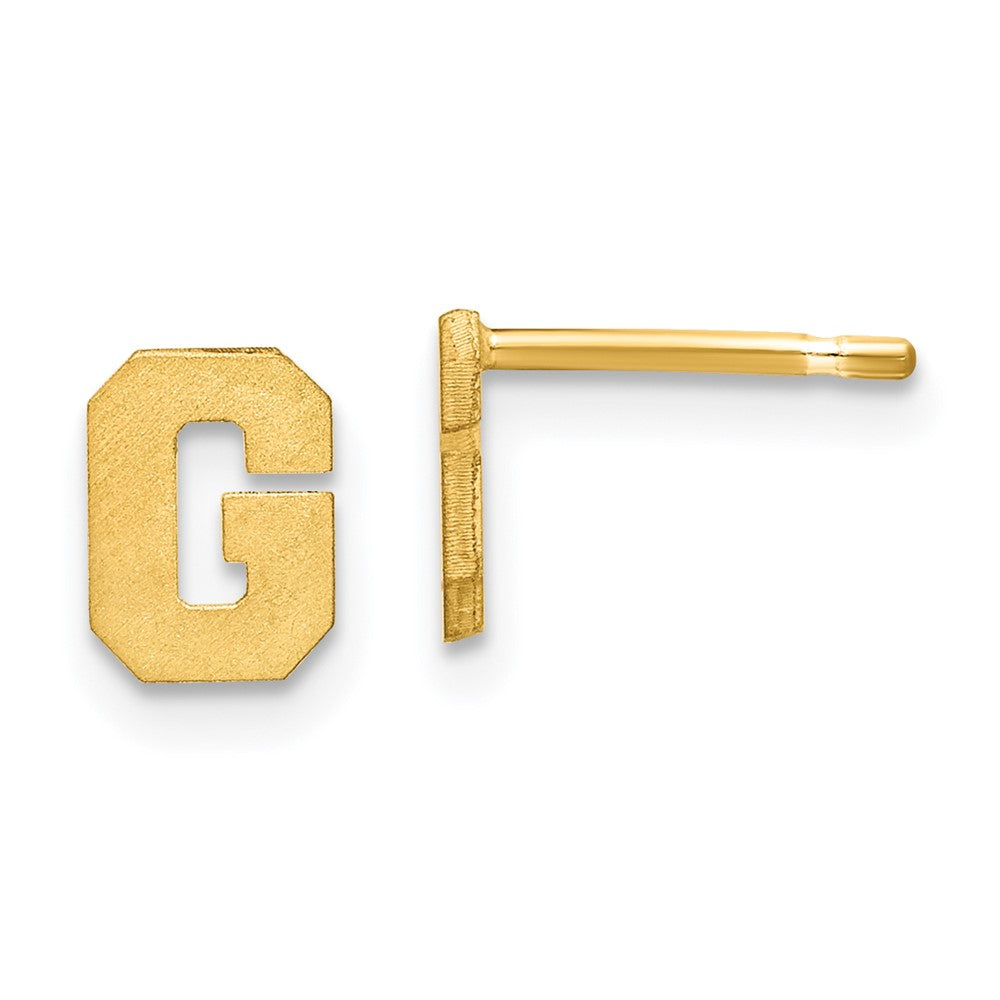 Vergoldet Sterlingsilber Gebürstet Buchstabe G Initiale Ohrstecker