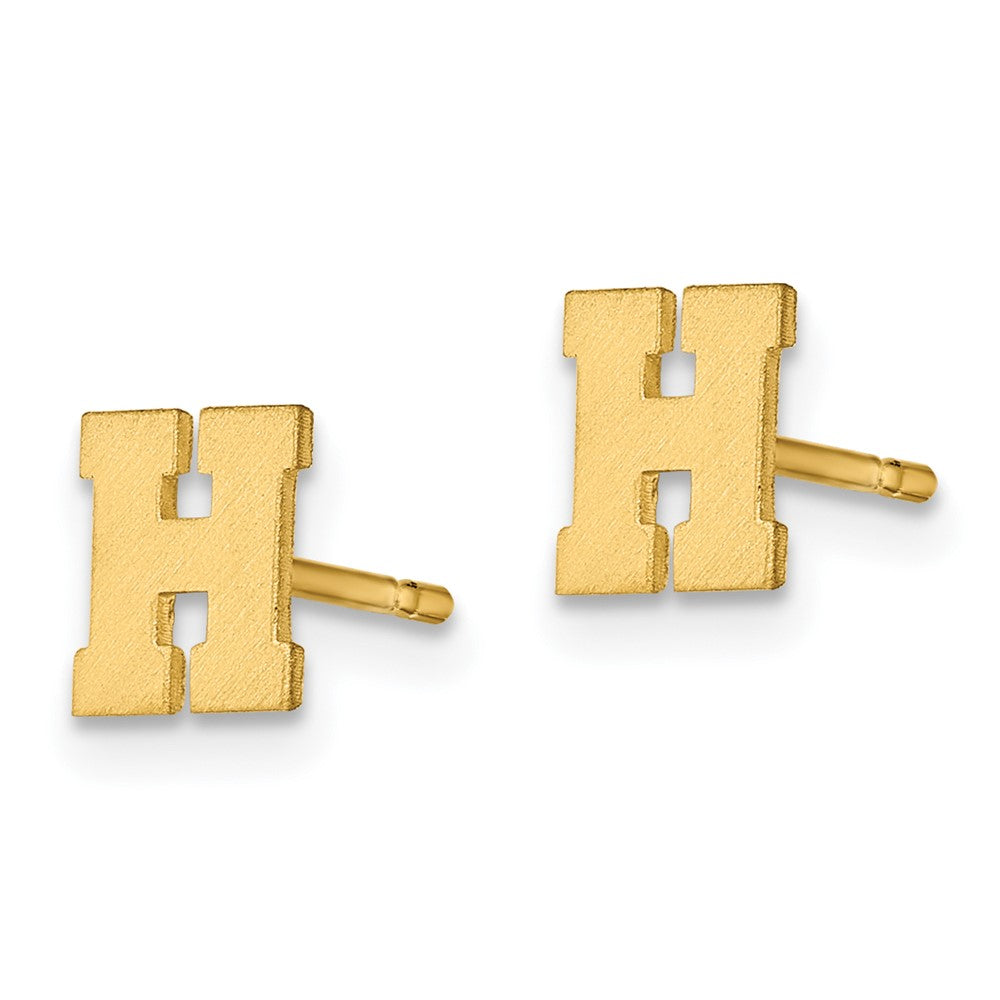14K Gelbgold 14ky Gebürstet Buchstabe H Initiale Ohrstecker