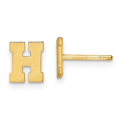 Vergoldet Sterlingsilber Gebürstet Buchstabe H Initiale Ohrstecker