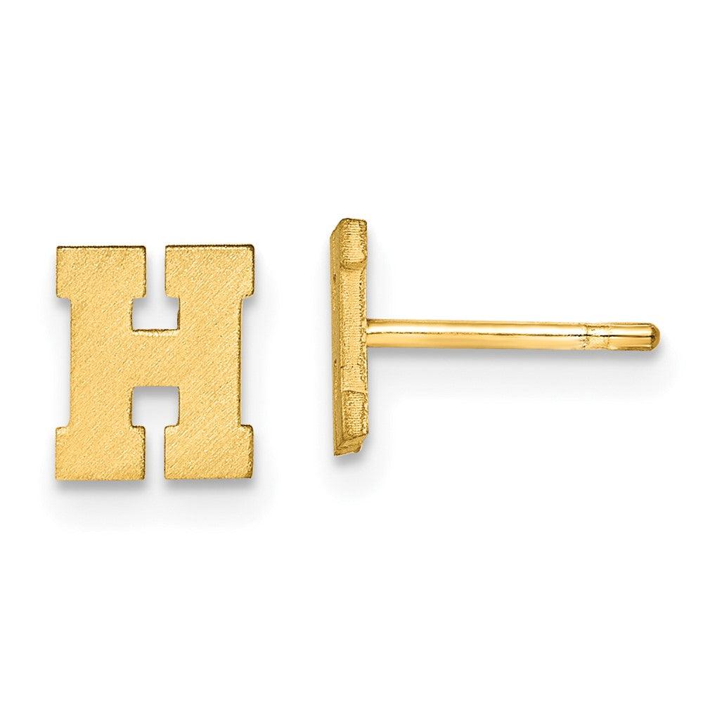 14K Gelbgold 14ky Gebürstet Buchstabe H Initiale Ohrstecker