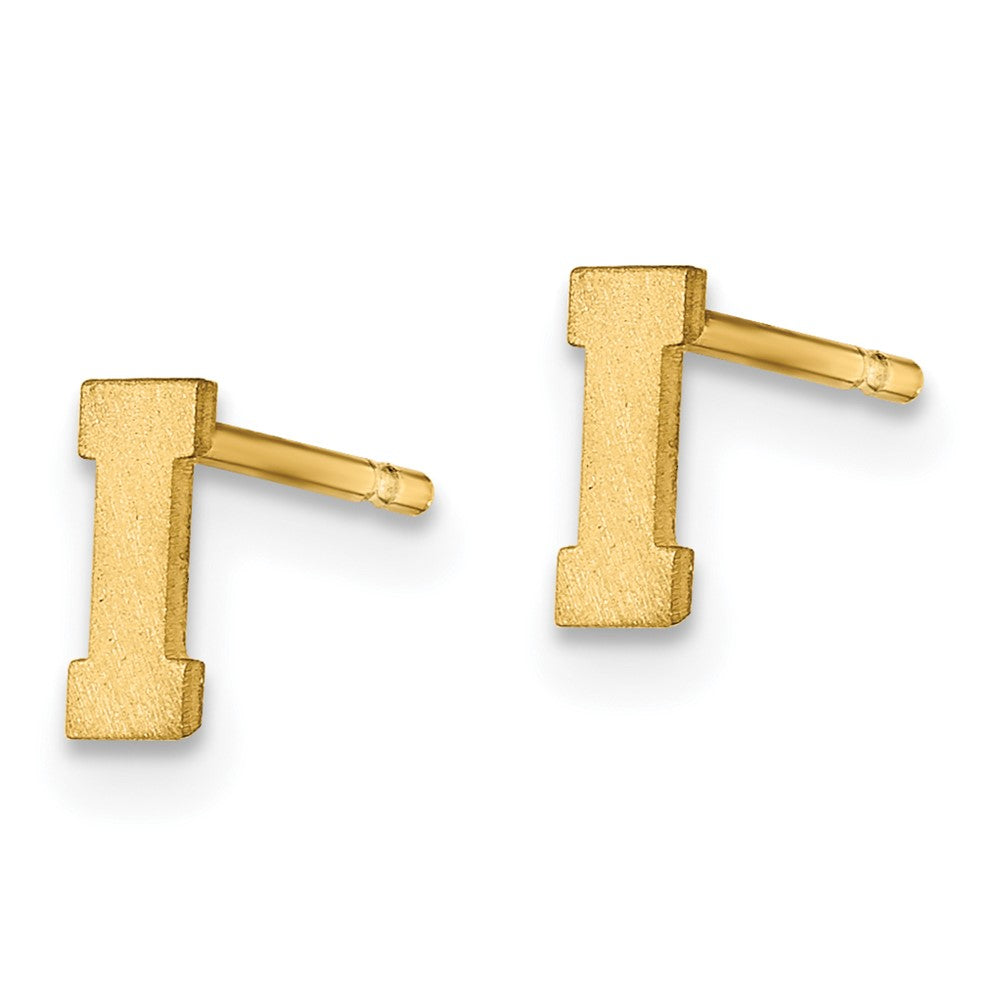 14K Gelbgold 14ky Gebürstet Buchstabe I Initiale Ohrstecker
