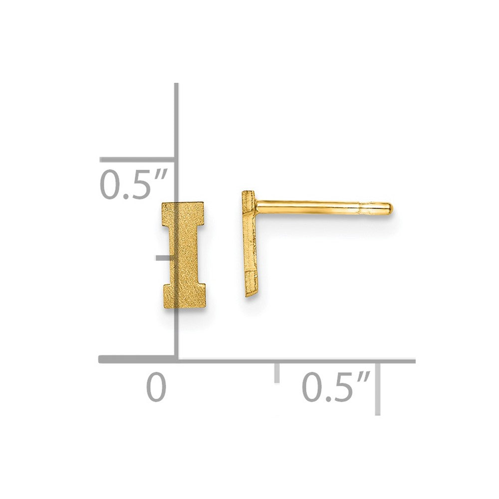 14K Gelbgold 14ky Gebürstet Buchstabe I Initiale Ohrstecker