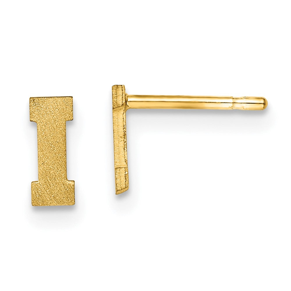 14K Gelbgold 14ky Gebürstet Buchstabe I Initiale Ohrstecker