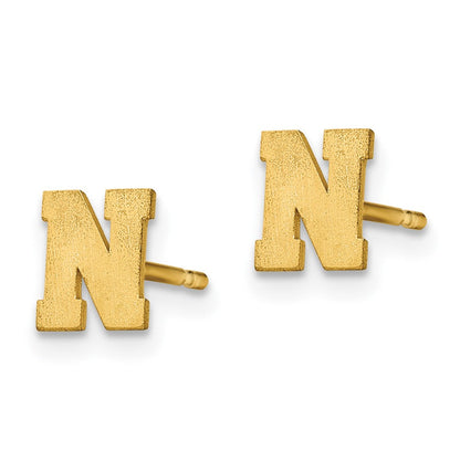 14K Gelbgold 14ky Gebürstet Buchstabe N Initiale Ohrstecker