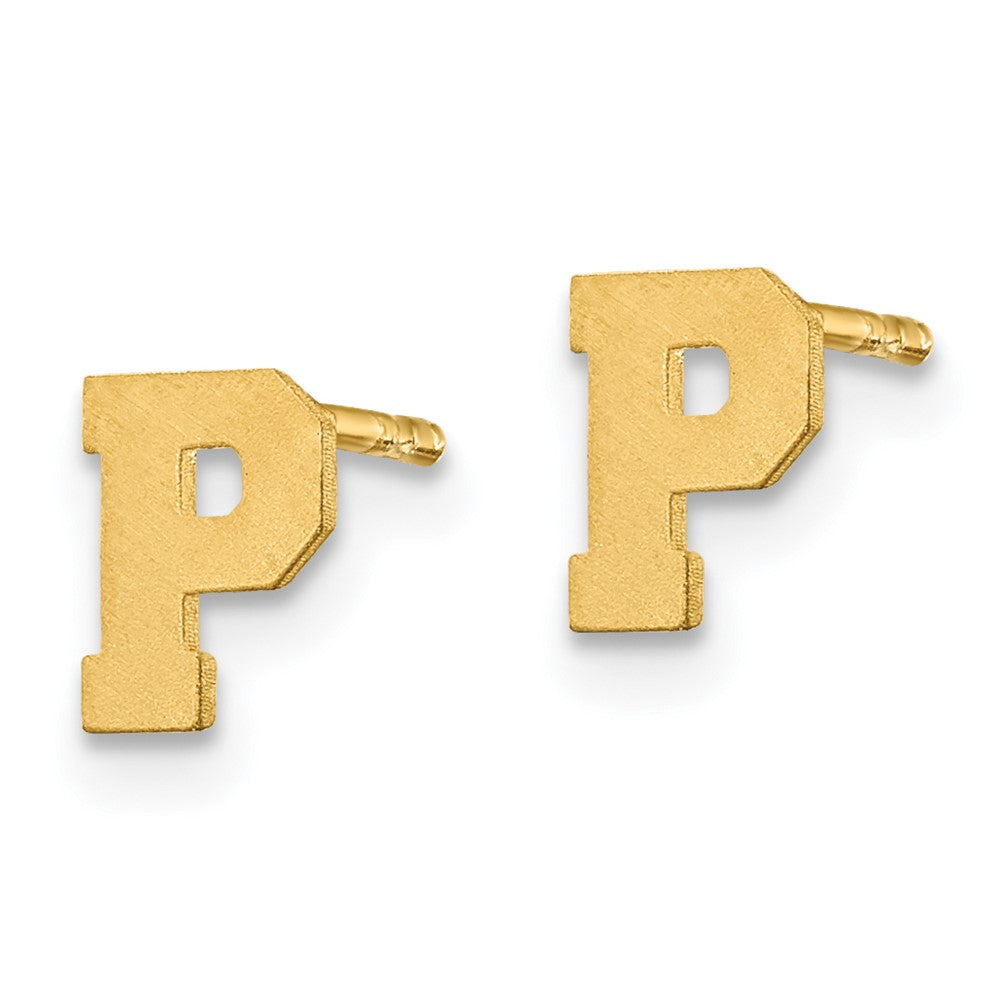 14K Gelbgold 14ky Gebürstet Buchstabe P Initiale Ohrstecker