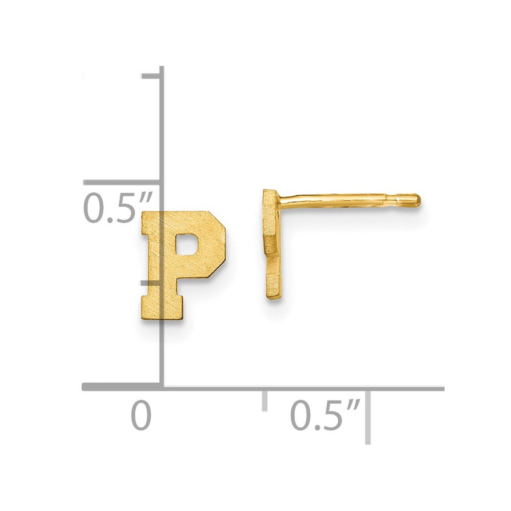 14K Gelbgold 14ky Gebürstet Buchstabe P Initiale Ohrstecker