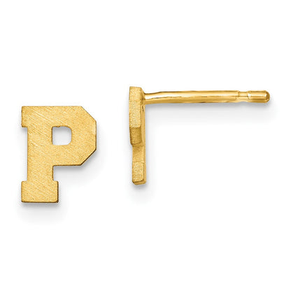 14K Gelbgold 14ky Gebürstet Buchstabe P Initiale Ohrstecker