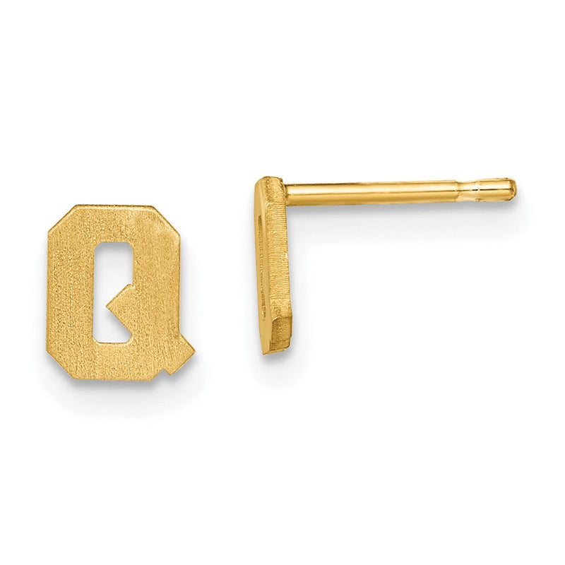 Vergoldet Sterlingsilber Gebürstet Buchstabe Q Initiale Ohrstecker