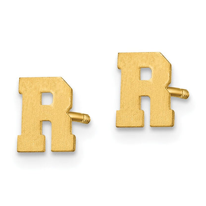 14K Gelbgold 14ky Gebürstet Buchstabe R Initiale Ohrstecker