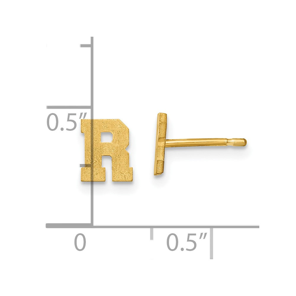 14K Gelbgold 14ky Gebürstet Buchstabe R Initiale Ohrstecker