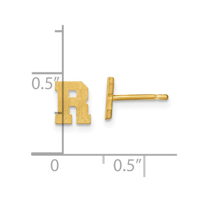 14K Gelbgold 14ky Gebürstet Buchstabe R Initiale Ohrstecker