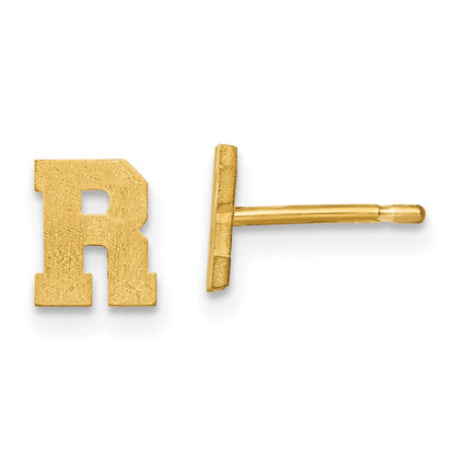 14K Gelbgold 14ky Gebürstet Buchstabe R Initiale Ohrstecker
