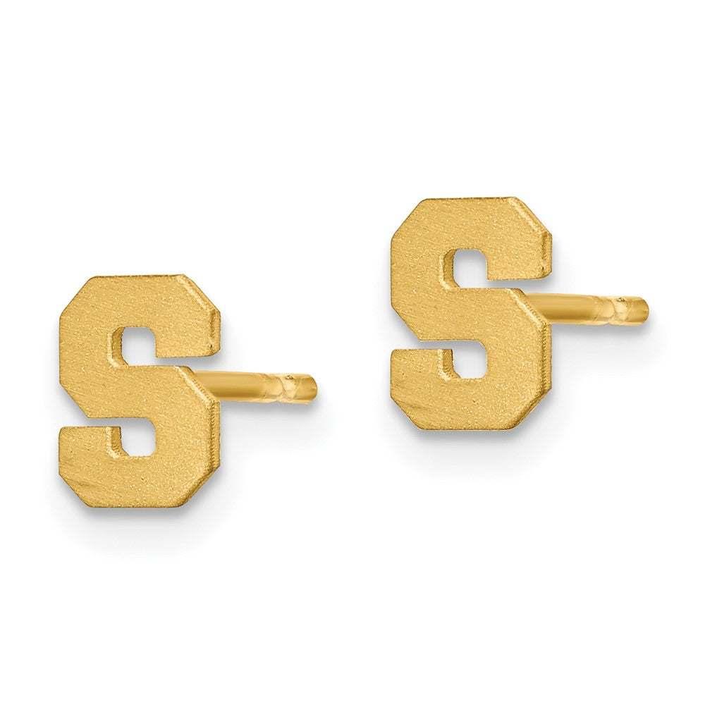 14K Gelbgold 14ky Gebürstet Buchstabe S Initiale Ohrstecker