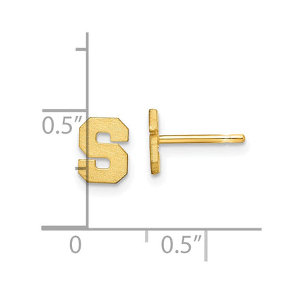 14K Gelbgold 14ky Gebürstet Buchstabe S Initiale Ohrstecker