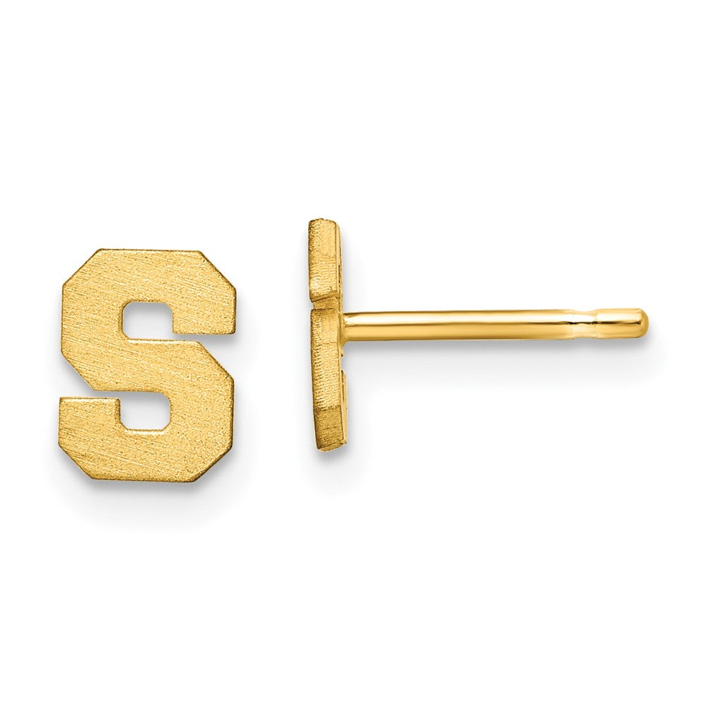 14K Gelbgold 14ky Gebürstet Buchstabe S Initiale Ohrstecker