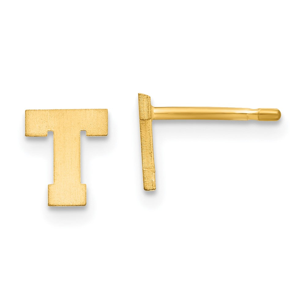 14K Gelbgold 14ky Gebürstet Buchstabe T Initiale Ohrstecker