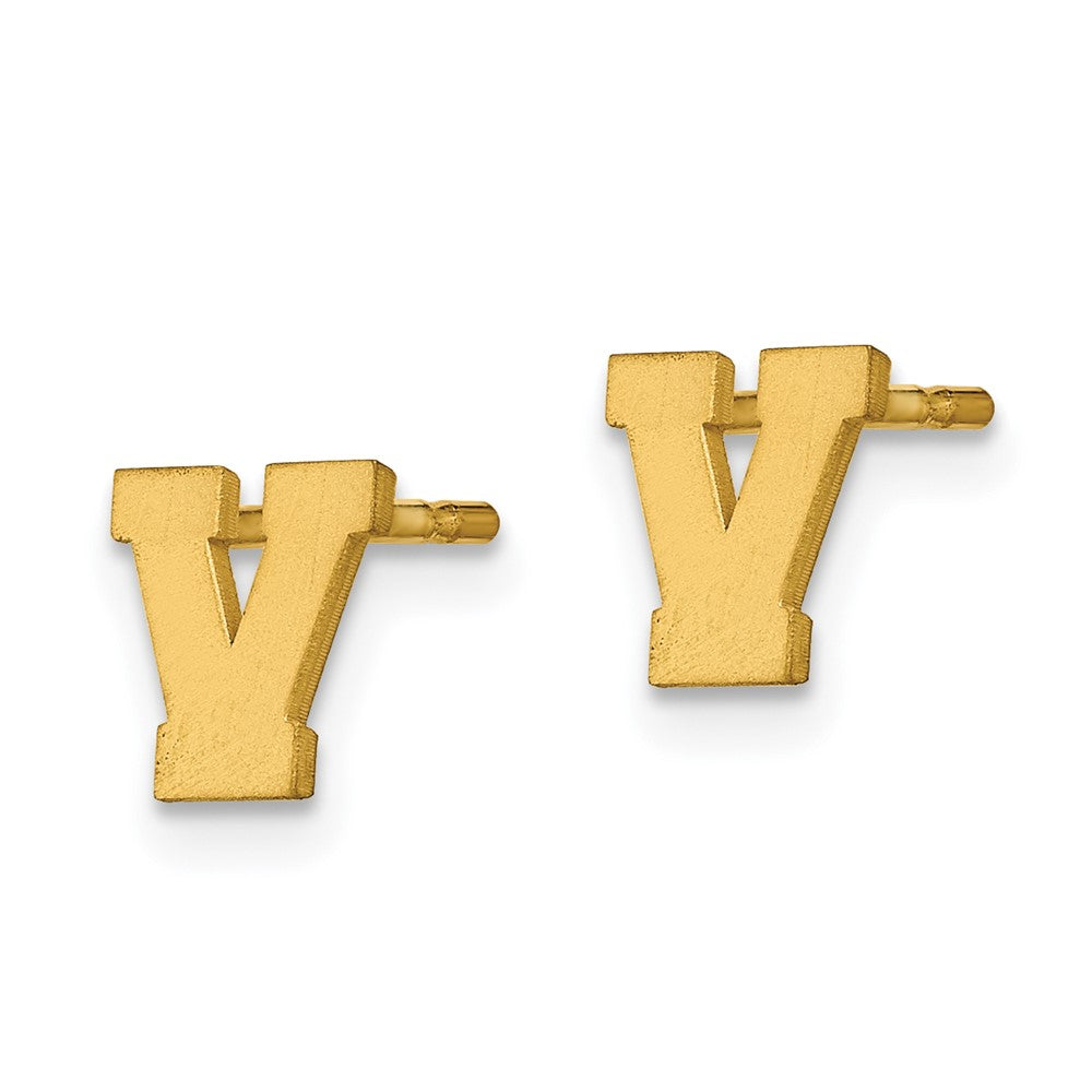 Vergoldet Sterlingsilber Gebürstet Buchstabe V Initiale Ohrstecker
