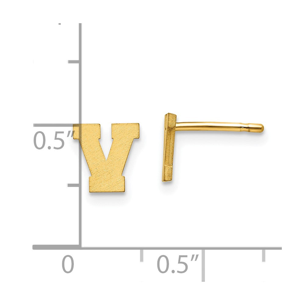 14K Gelbgold 14ky Gebürstet Buchstabe V Initiale Ohrstecker